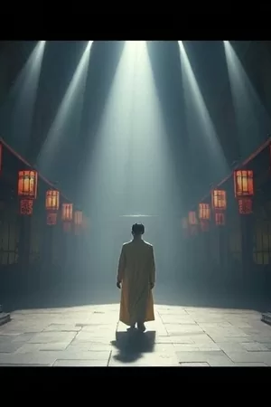 剧集《白鹭旅馆》竖版封面，清晨湖畔一座白墙小旅馆的剪影